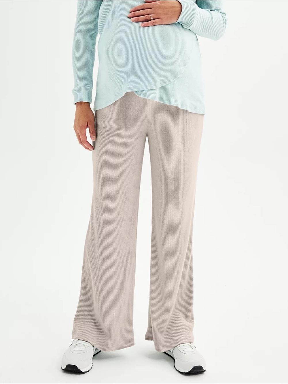NWT Sonoma Goods for Life Maternity Wide-Leg Ribbed Lounge Pants Tan Size XL
